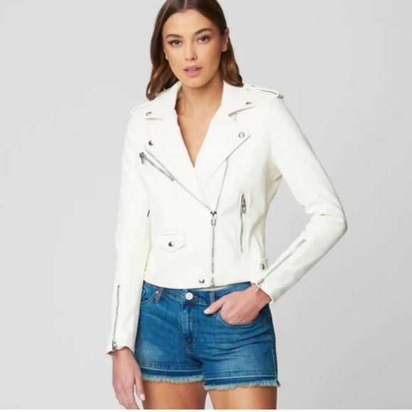 Blank NYC Jackets & Blazers - BlankNYC White Cotton Moto Jacket Sold at Revolve